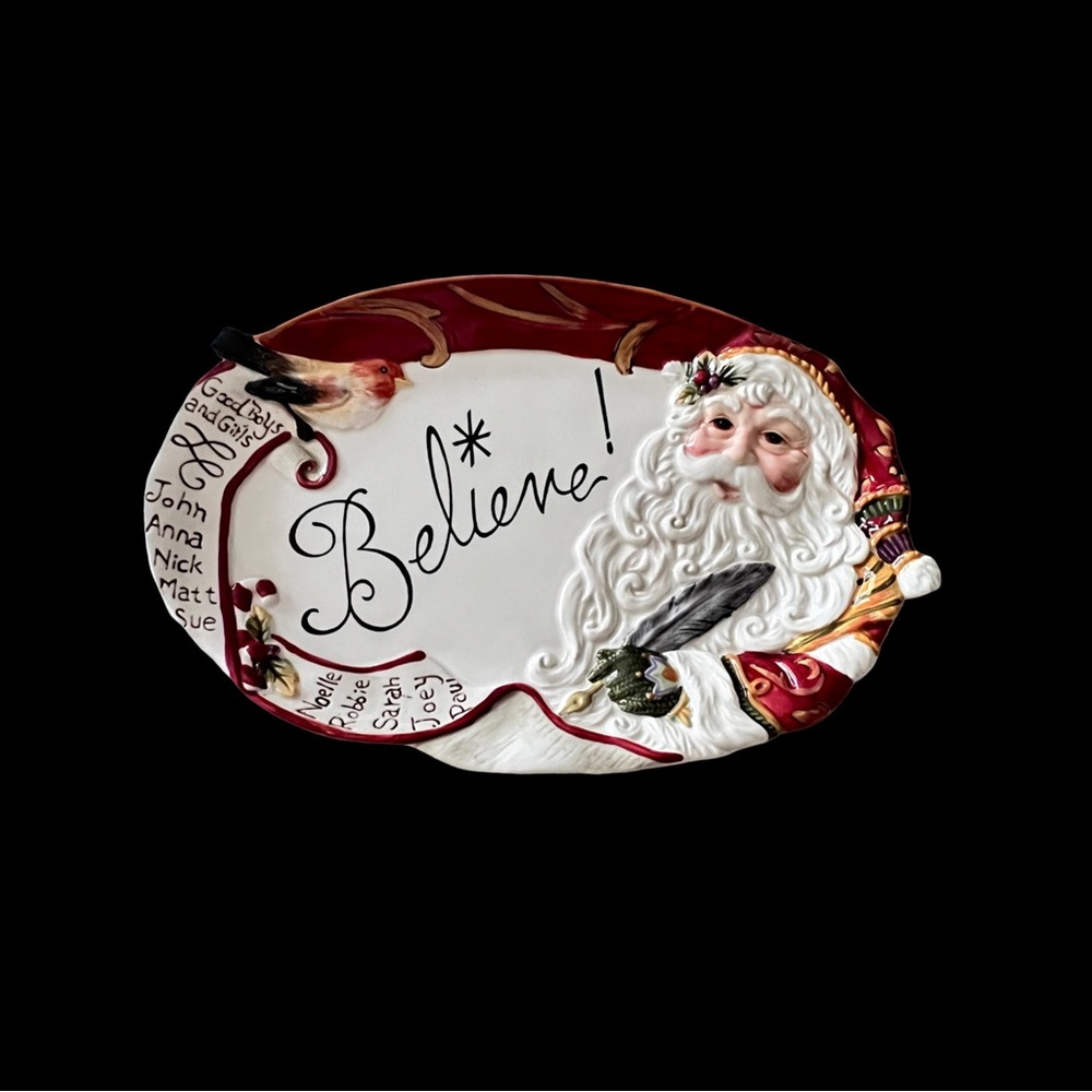 Fitz and Floyd Regal Holiday Sentiment Tray.